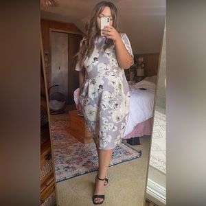 ASOS Dresses | Floral Midi Dress | Color: Gray/White | Size: 18